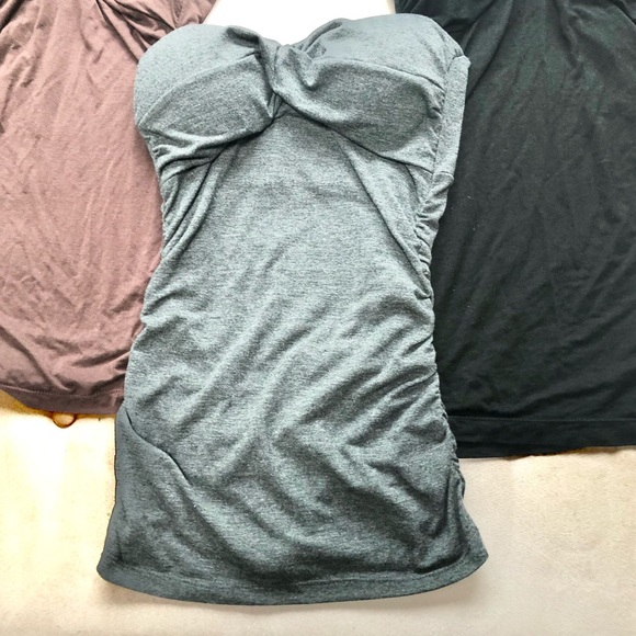 Hold for Jeni- Set of 3 Strapless Gray, Black & Brown Tops - Picture 3 of 14
